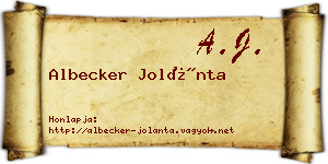Albecker Jolánta névjegykártya